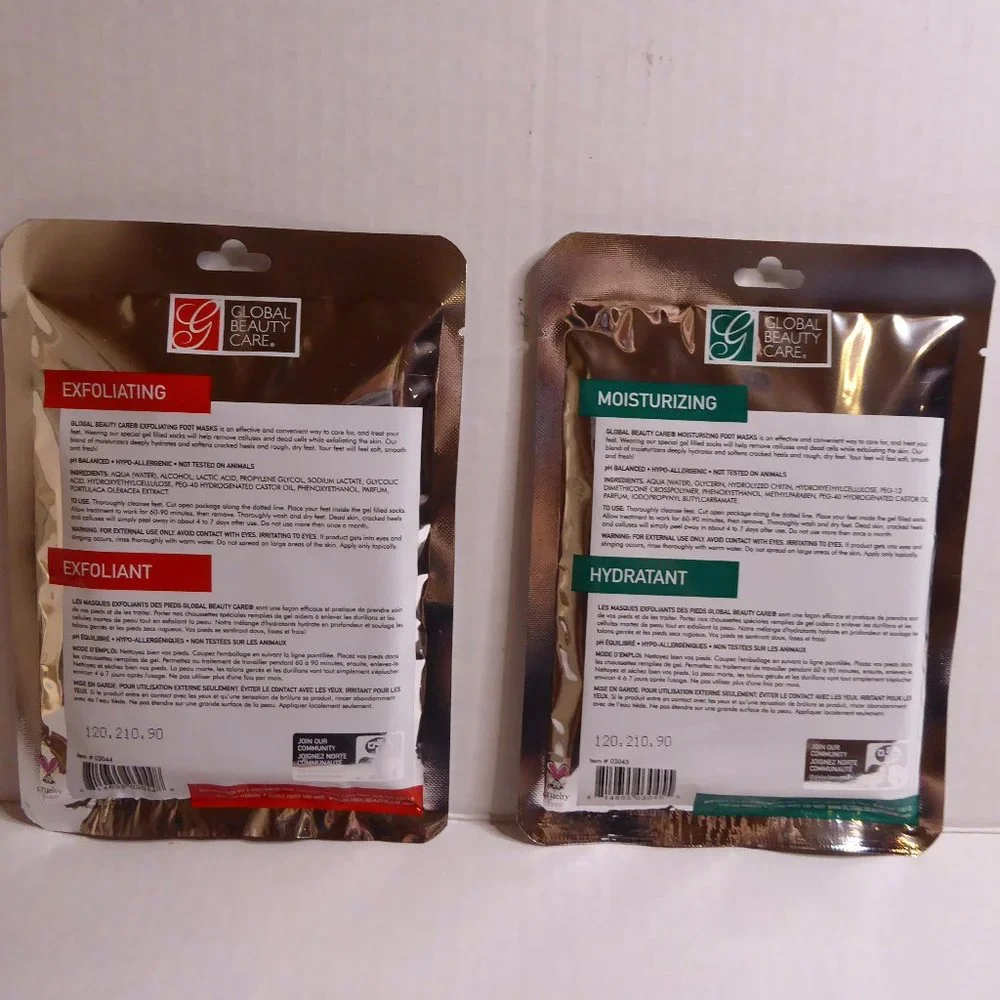 GLOBAL BEAUTY CARE SET; EXFOLIATING FOOT MASK, MOISTURIZING FOOT MASK, SEALED